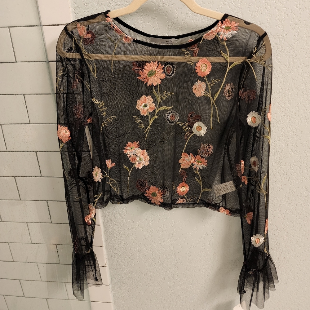 Mesh embroidered blouse